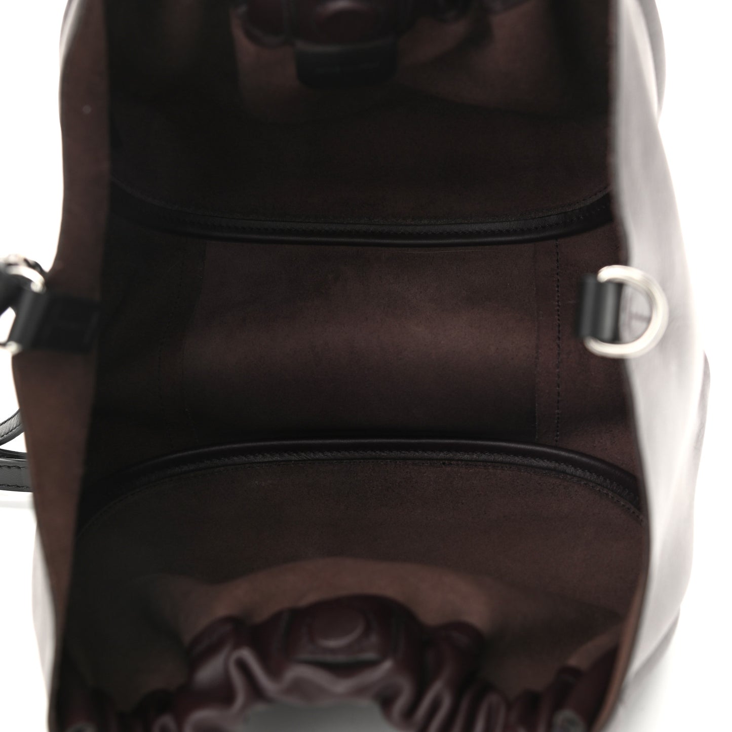 Calfskin Small Ruched Tote Chocolate Plum