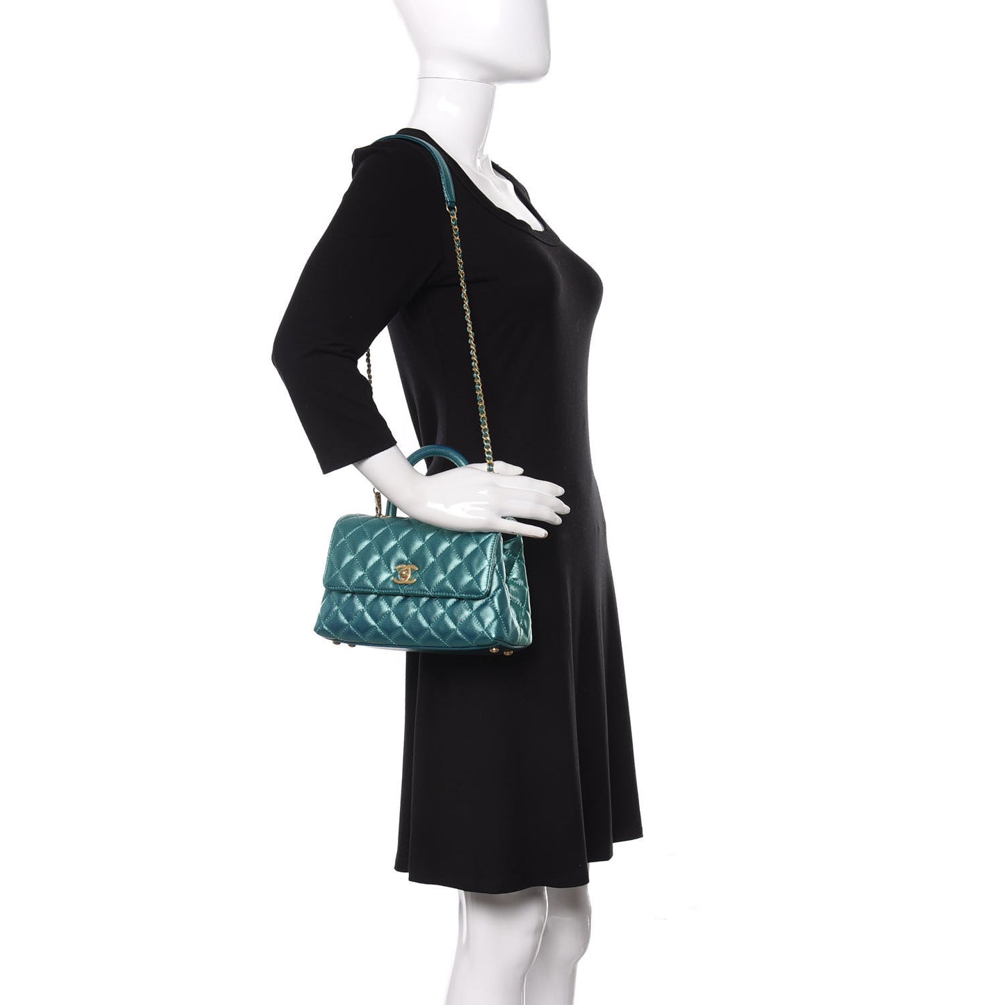 Metallic Caviar Quilted Mini Coco Handle Flap Blue