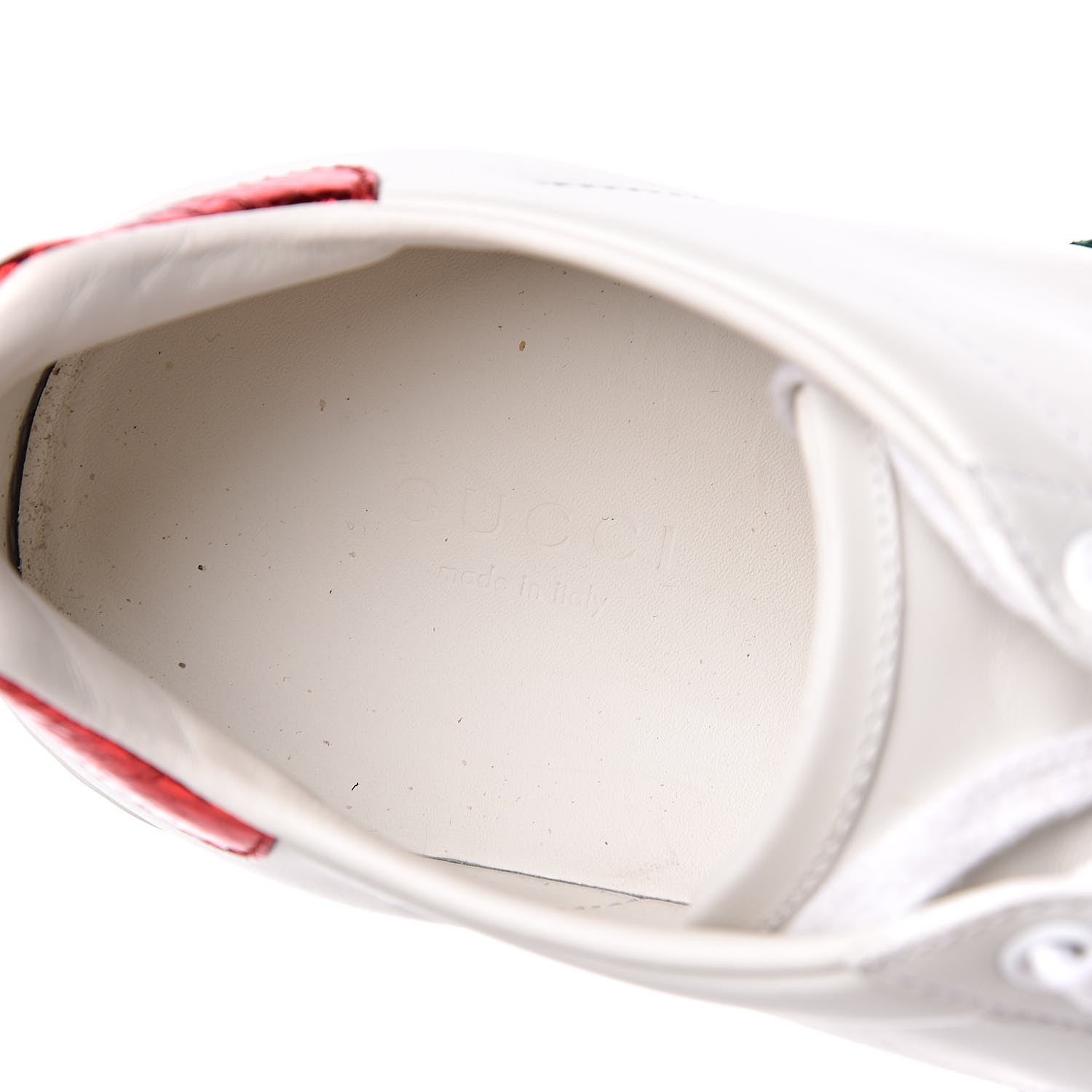 Gucci Calfskin Ayers Bee Embroidered Womens Ace Sneakers 39 White Green 8 of 12