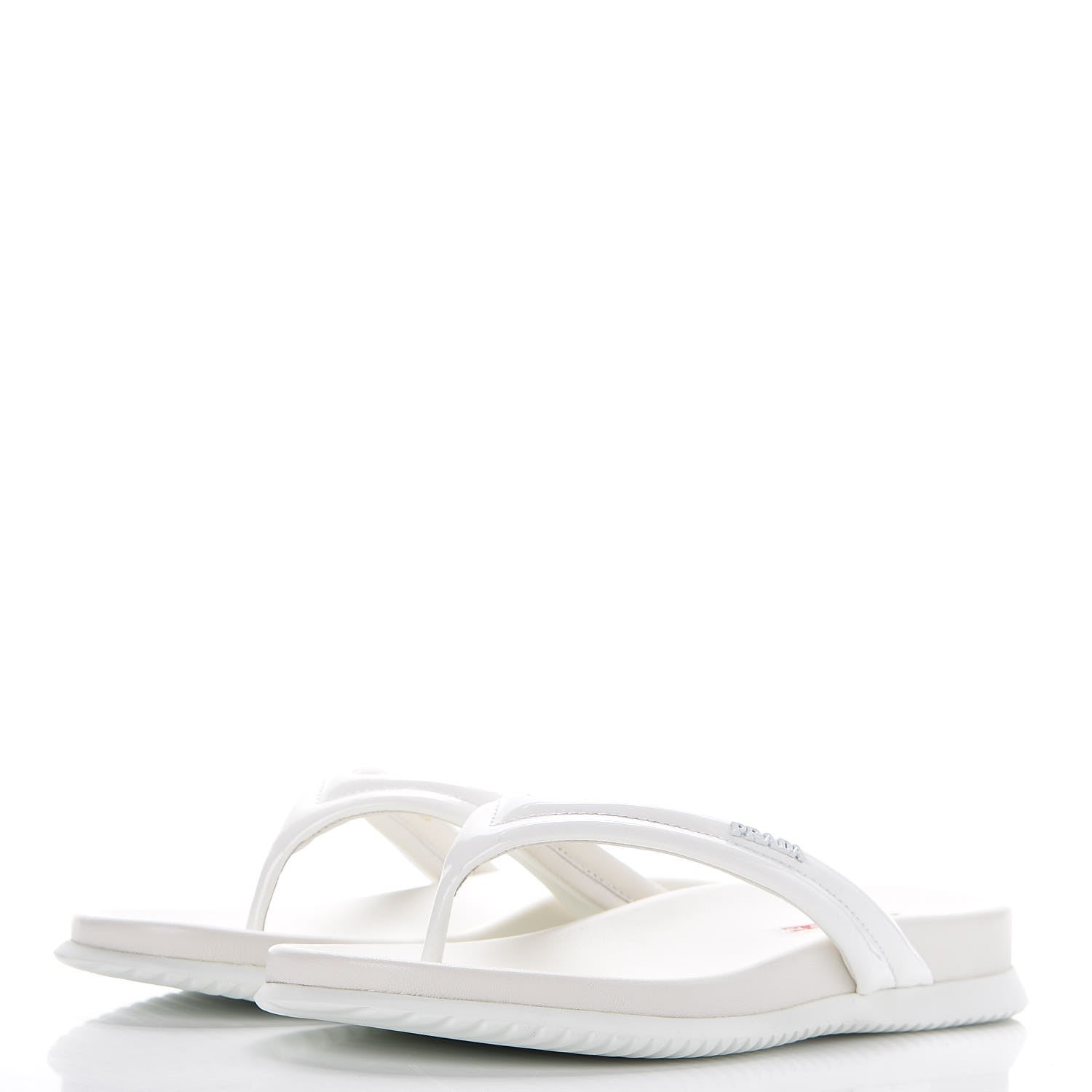 Prada Vernice Soft Thong Sandals 36 Bianco 3 of 7
