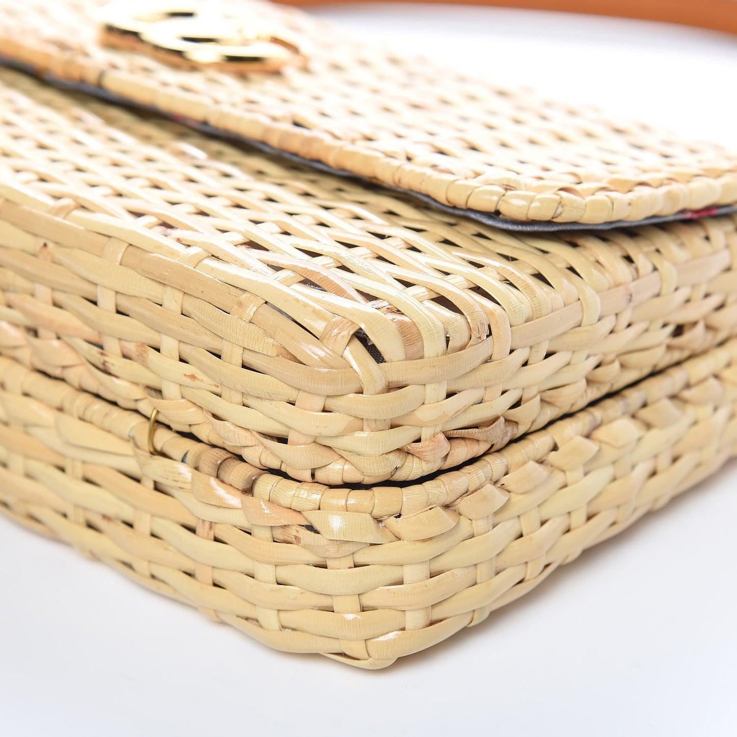 Glazed Wicker Small Cestino Shoulder Bag Natural