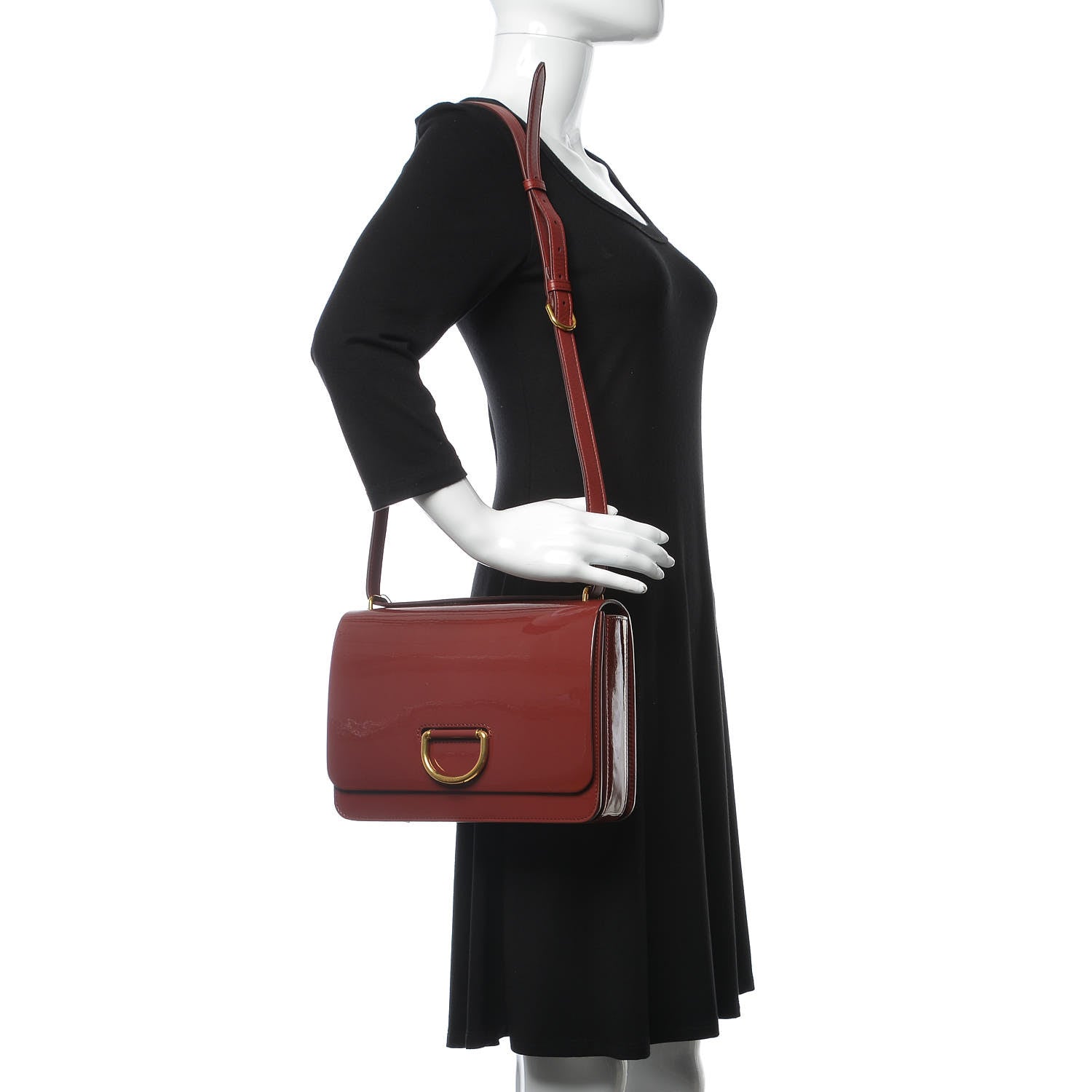Burberry Patent Medium D-Ring Bag Crimson 2 of 8