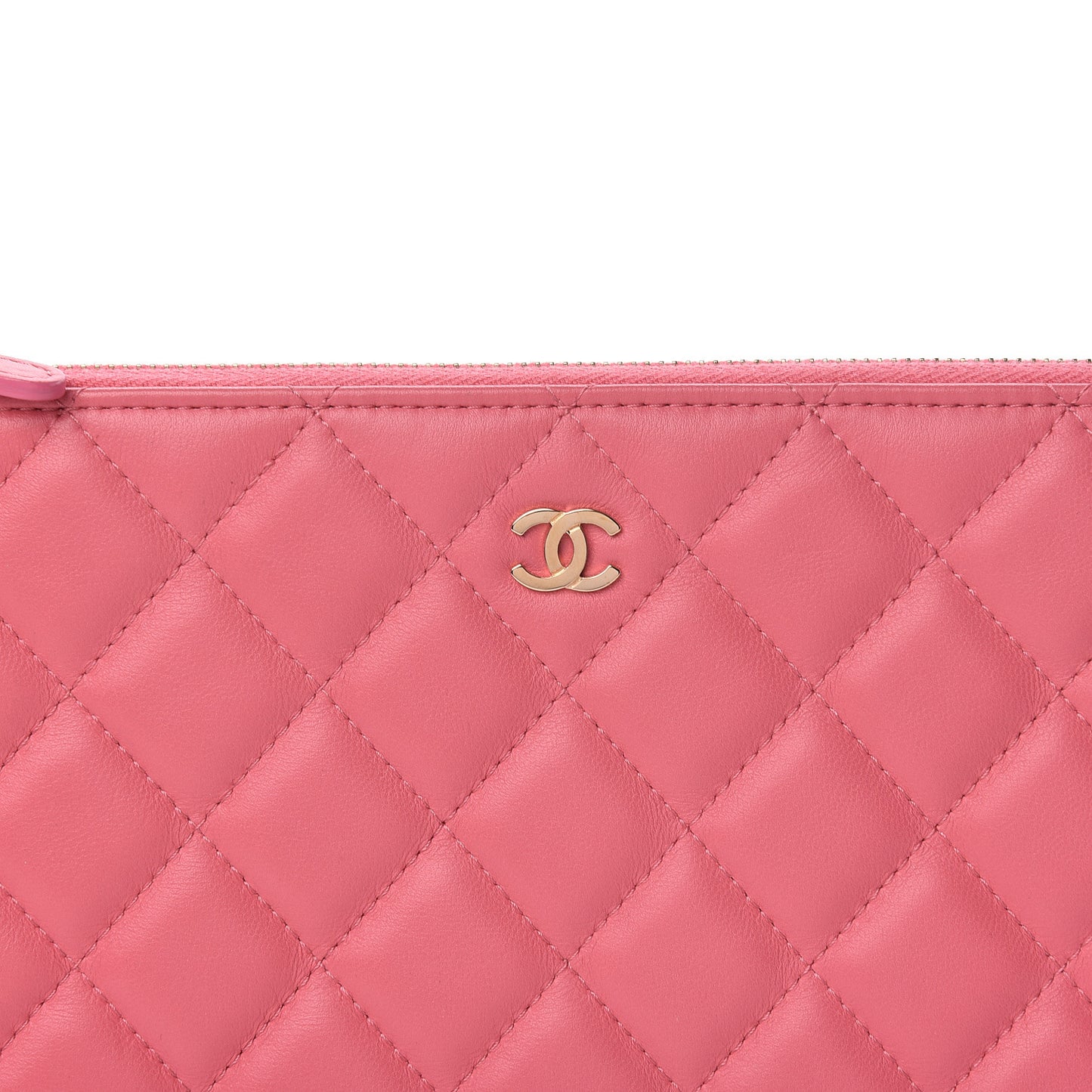 Lambskin Quilted Medium Casino Beauty CC Cosmetic Case Fuchsia