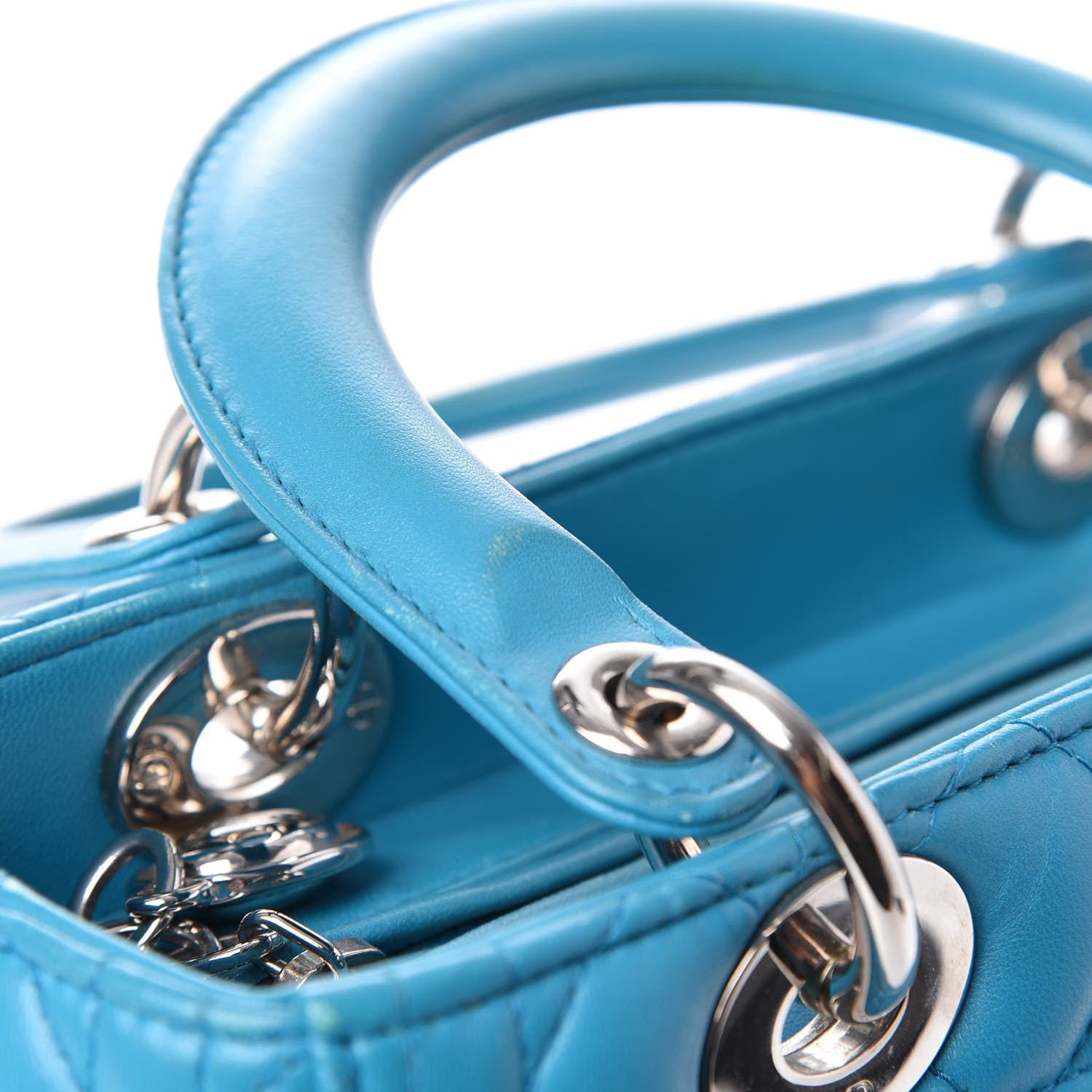Christian Dior Lambskin Cannage Medium Lady Dior Blue 12 of 17