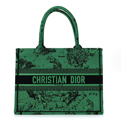 Christian Dior Canvas Embroidered Medium Zodiac Toile De Jouy Book Tote Green 1 of 8