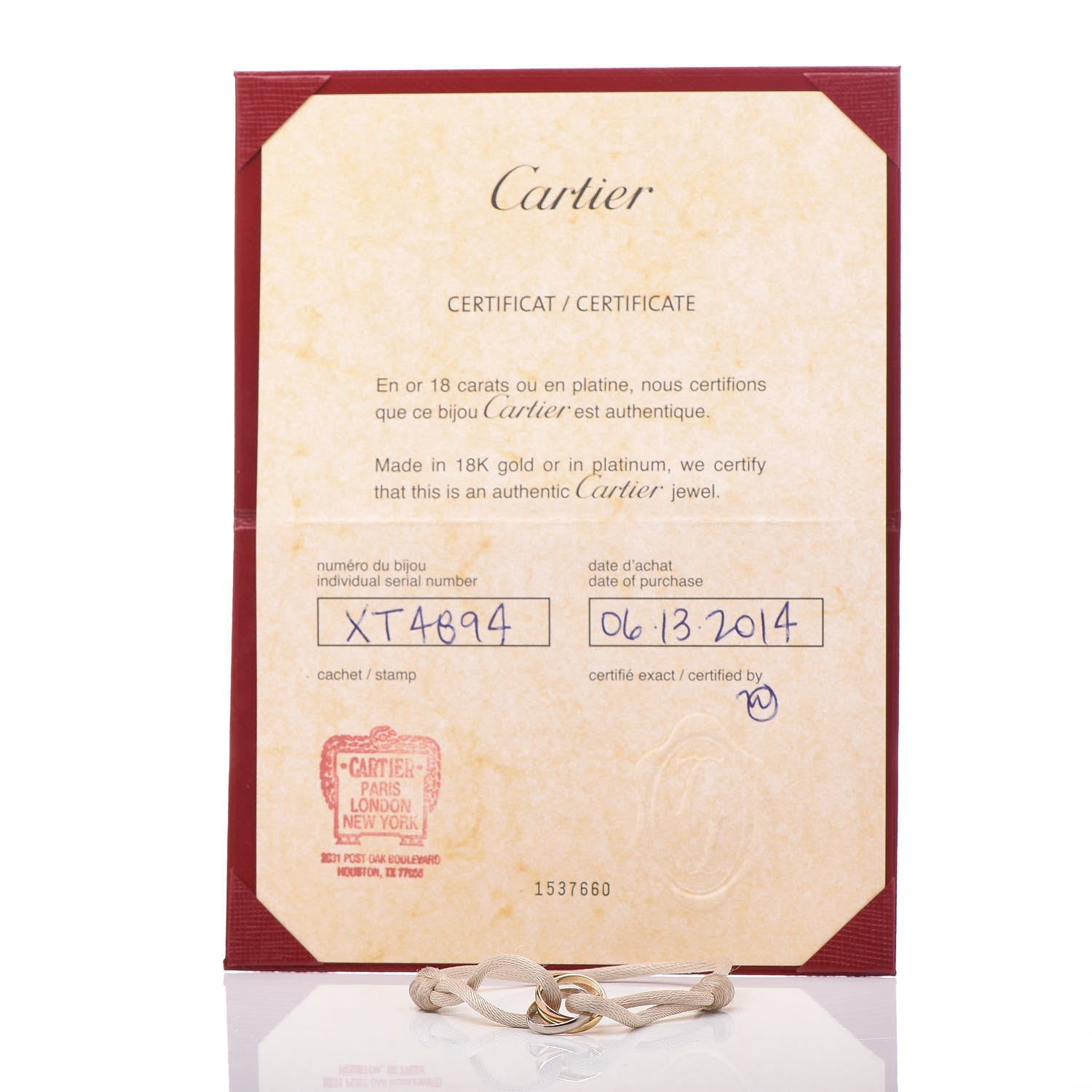 Cartier 18K Pink Yellow White Gold Trinity Cord Bracelet White 10 of 10
