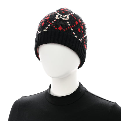 Gucci Knit GG Monogram Diamante Beanie Hat S Black 2 of 6