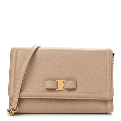 Salvatore Ferragamo Calfskin Pelletria Crossbody Bag Beige 1 of 10
