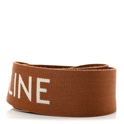 Celine Jacquard Wool Logo Long Strap Tan White 2 of 6