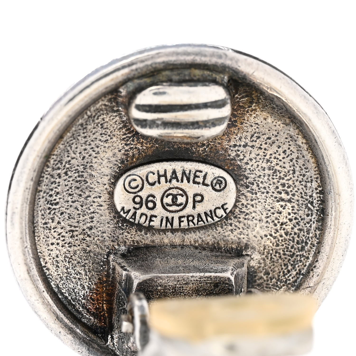 Chanel Metal Round CC Clip On Earrings Silver 3 of 5