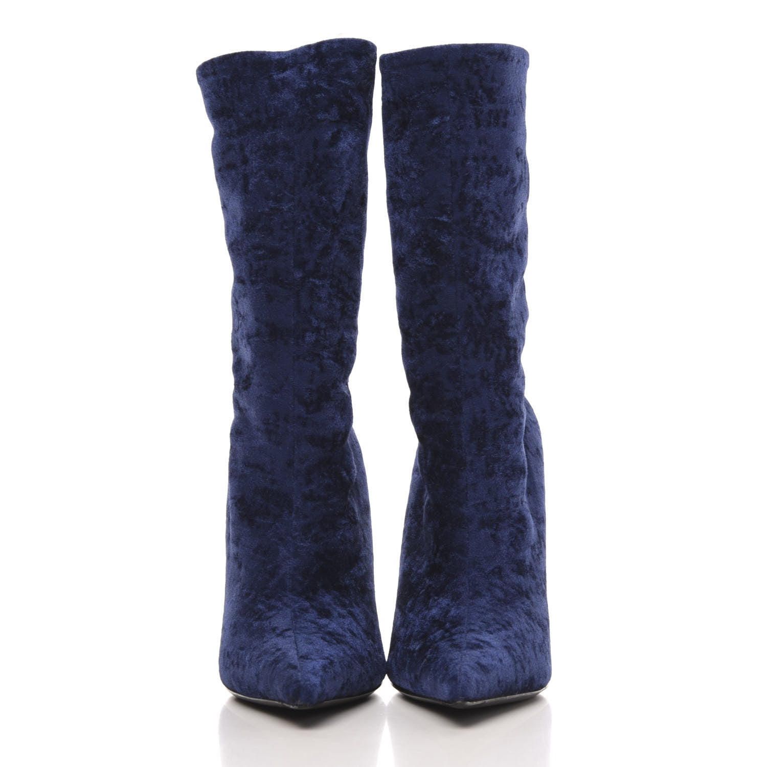 Balenciaga Velvet Extreme Pointed Toe Knife Booties 39 Navy 2 of 8