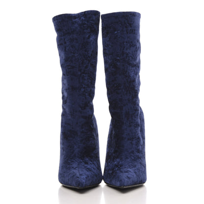Balenciaga Velvet Extreme Pointed Toe Knife Booties 39 Navy 2 of 8