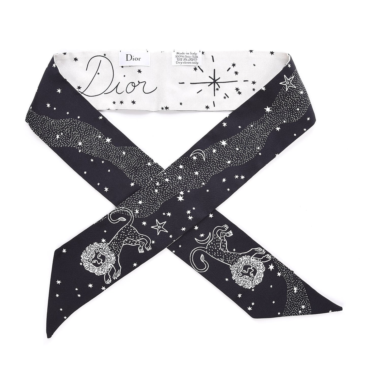 Silk Zodiac Leo Mitzah Scarf Black