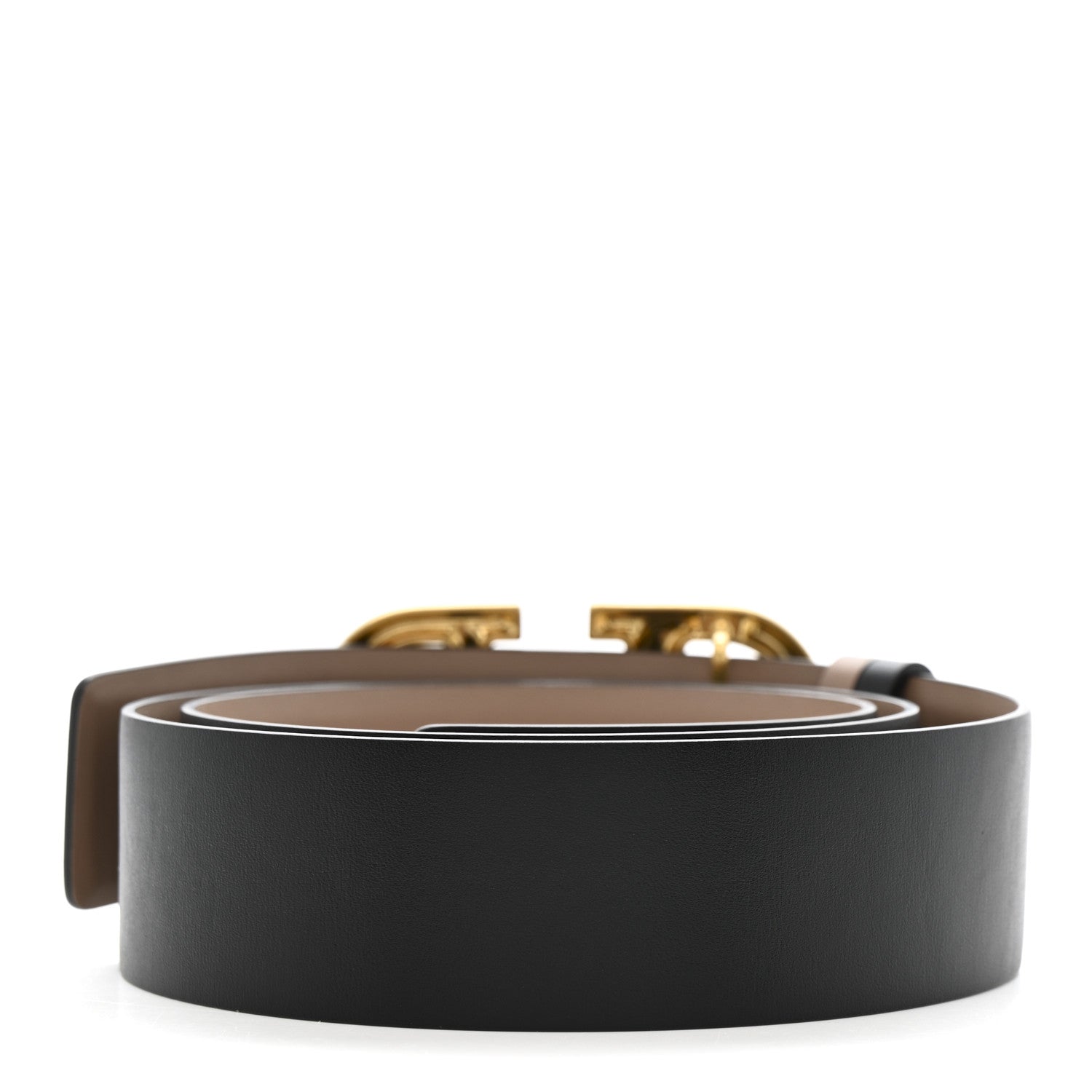 Valentino Garavani Glossy Calfskin VLogo Reversible 40mm Belt 85 34 Smokey Beige Black 2 of 6