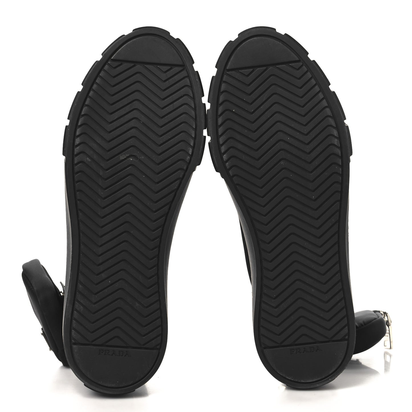 Re-Nylon Gabardine Metal Triangle Logo Womens Wheel Pouch Pocket High Top Sneakers 40.5 Black