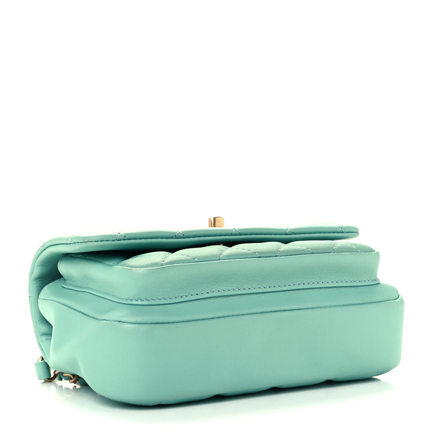 Calfskin Quilted Top Handle Flap Light Blue