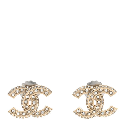 Chanel Crystal Timeless CC Earrings Light Gold 1 of 6