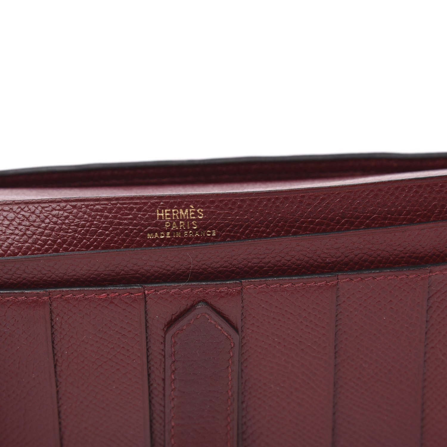 Hermes Courchevel Bearn Gusset Wallet Rouge H 7 of 8