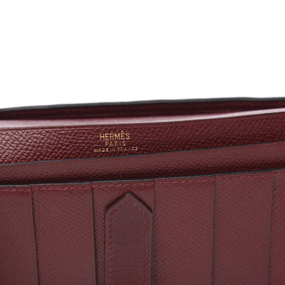 Hermes Courchevel Bearn Gusset Wallet Rouge H 7 of 8