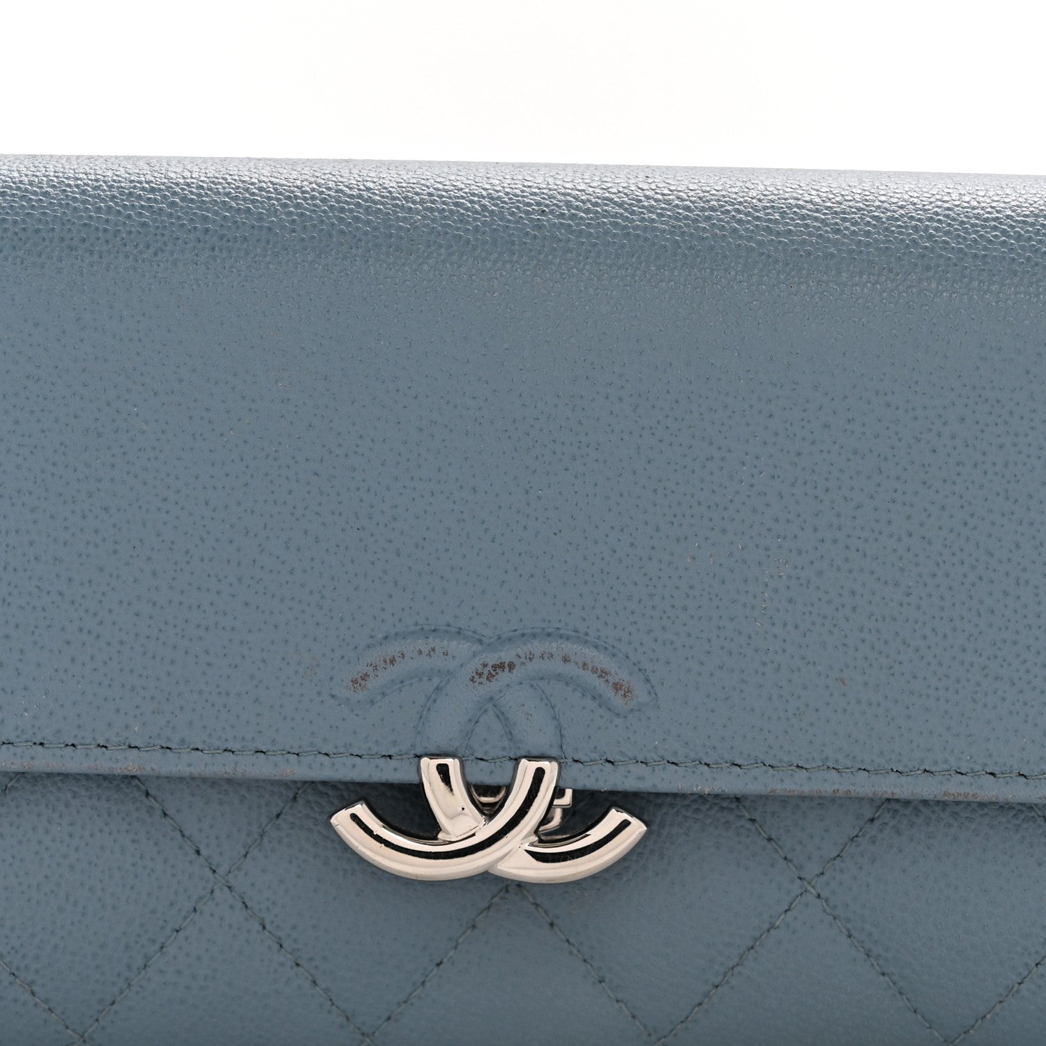 Chanel Grained Calfskin Quilted CC Box Flap Wallet Blue 11 of 13
