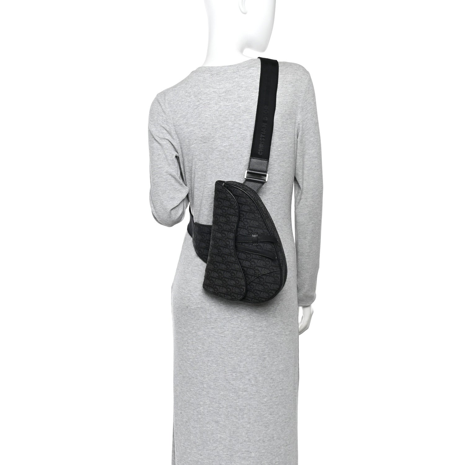 Christian Dior Oblique Mens Saddle Bag Black Blue 2 of 11