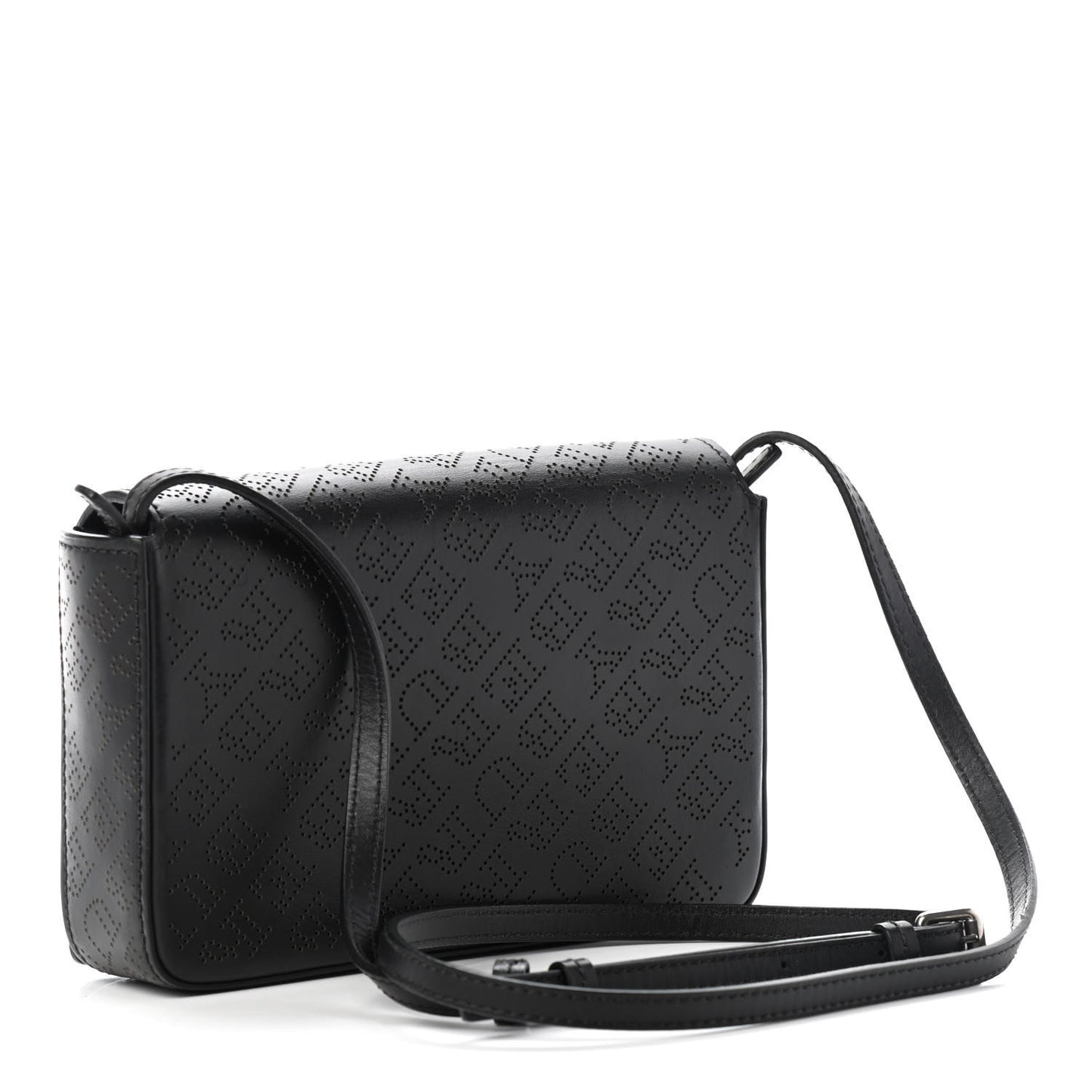 Calfskin Perforated Logo Hampshire Crossbody Black