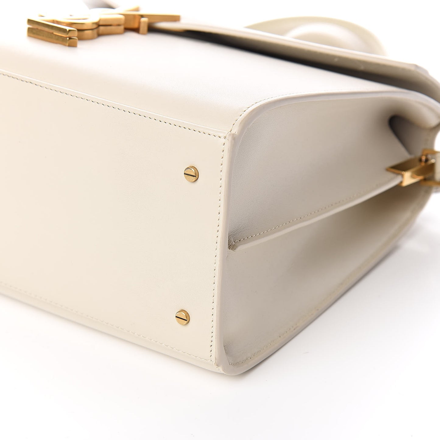 Smooth Calfskin Medium Classic Monogram Cassandra Top Handle Crema Soft Rouge Legion