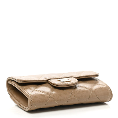 Chanel Caviar Quilted Flap Card Holder Wallet Beige 4 of 9