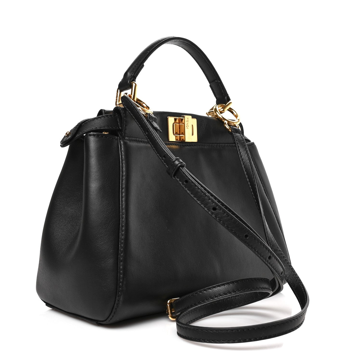 Fendi Nappa Mini Peekaboo Iconic Satchel Black 3 of 8