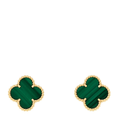 Van Cleef & Arpels 18K Yellow Gold Malachite Vintage Alhambra Earrings 1 of 5