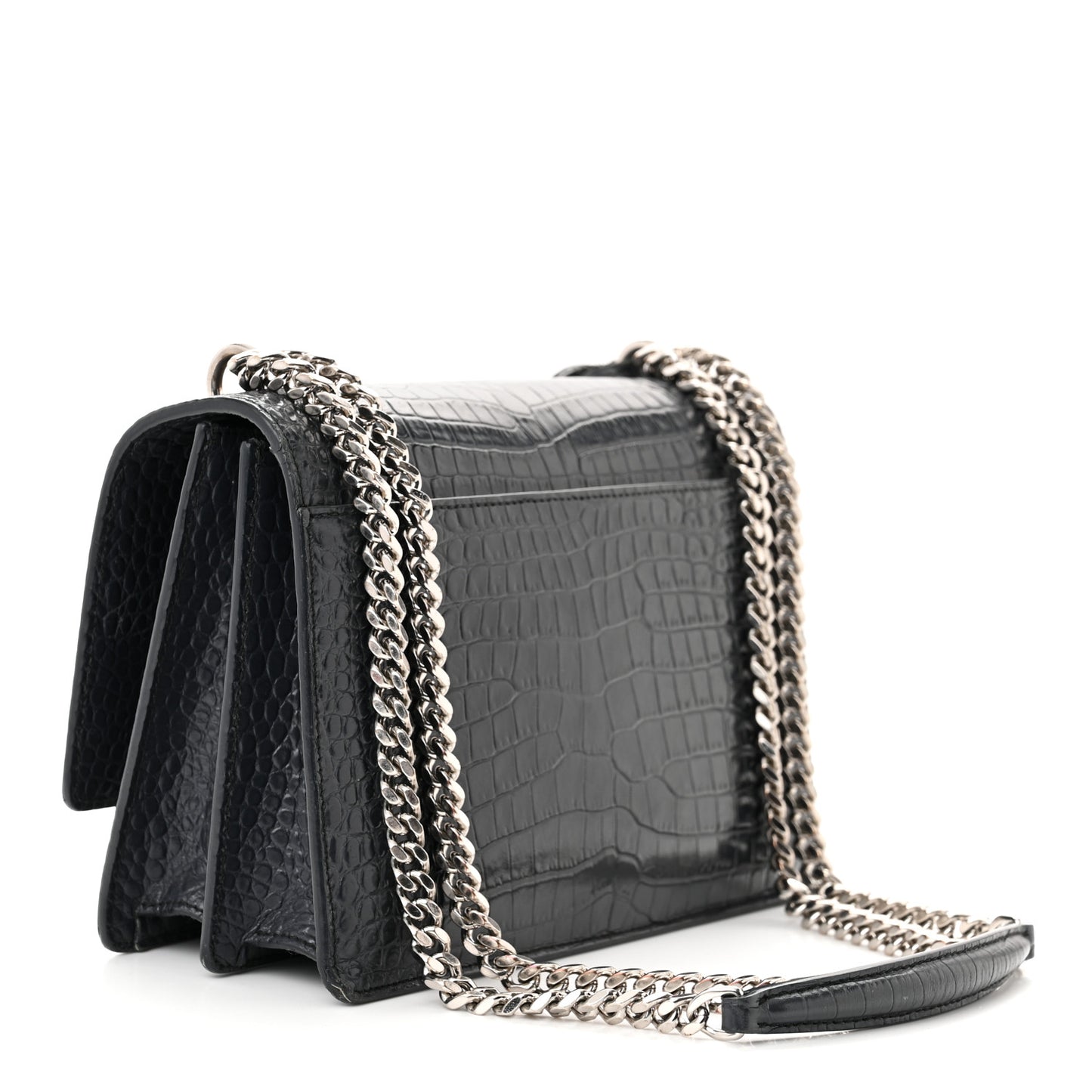 Calfskin Crocodile Embossed Medium Monogram Sunset New Graphite