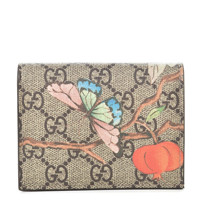 Gucci GG Supreme Monogram Tian Card Case Beige Multicolor Red 1 of 8