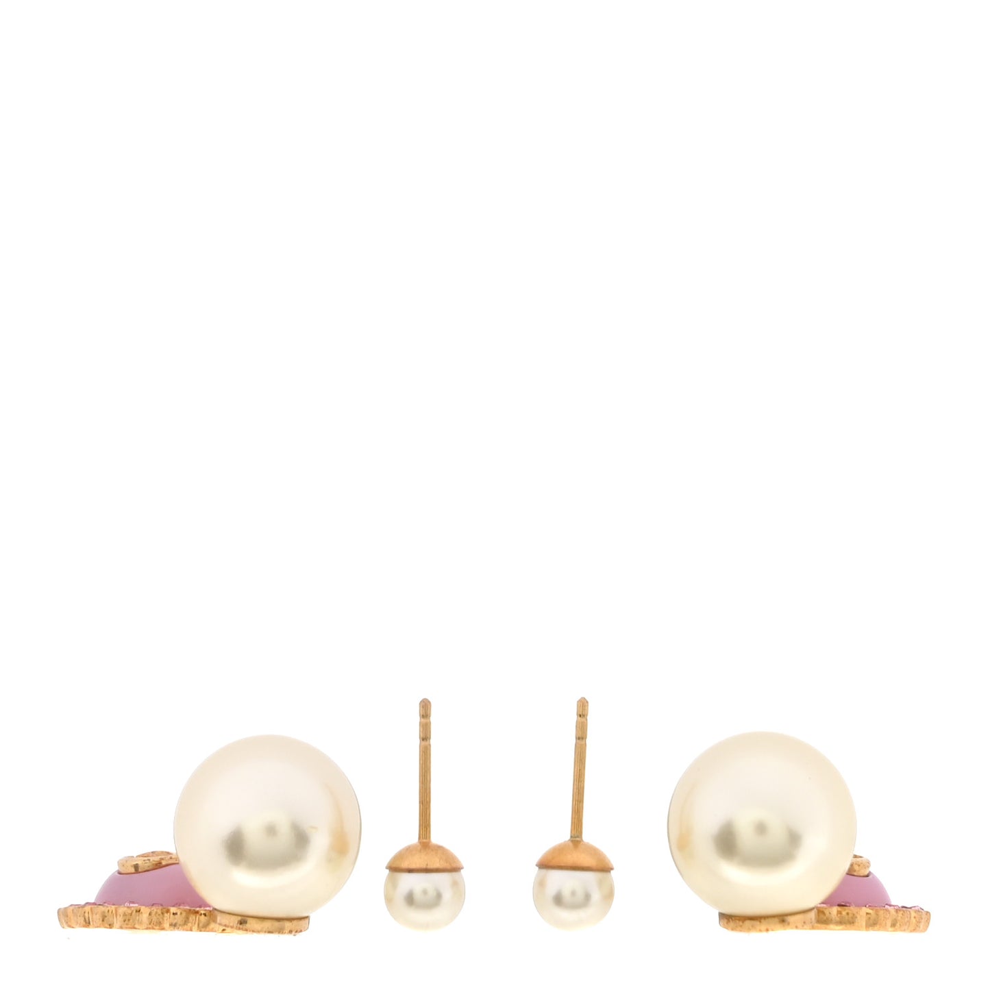 Resin Pearl Glass Logo Tribales Earrings Gold Pink