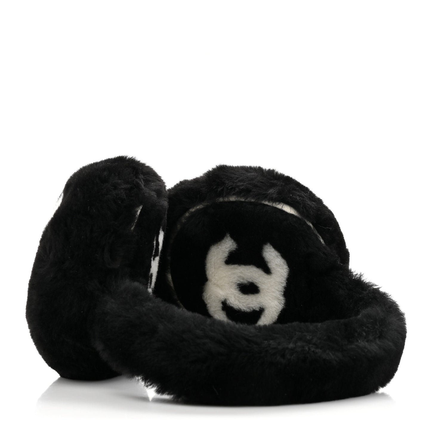 Shearling CC Ear Muffs Black White