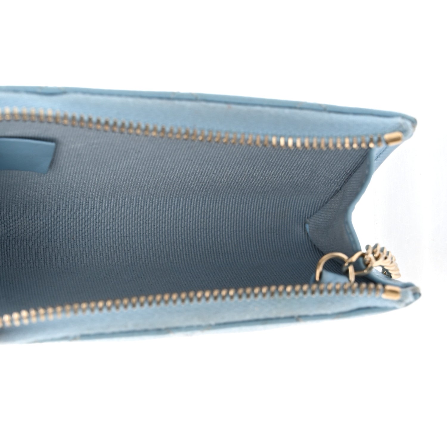 Chanel Caviar Quilted Zipped Key Holder Case Light Blue 4 of 19