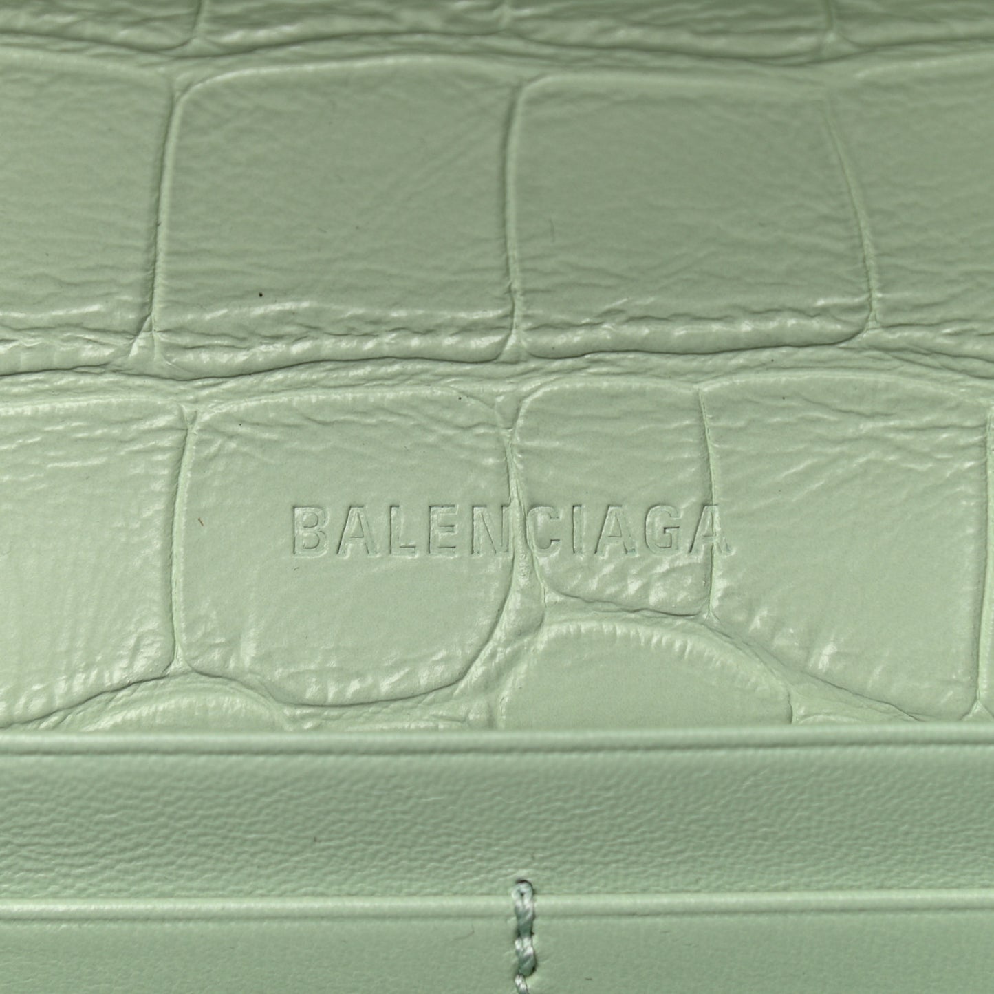Extra Supple Calfskin Crocodile Embossed Gossip Chain Bag XS Light Green