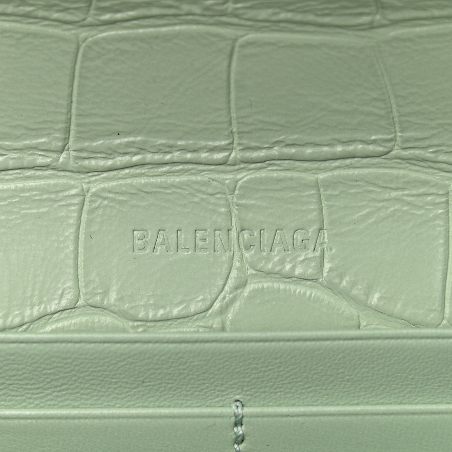 Balenciaga Extra Supple Calfskin Crocodile Embossed Gossip Chain Bag XS Light Green 6 of 11