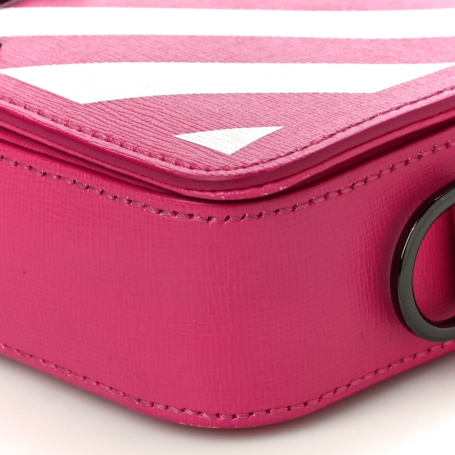 Off-White Saffiano Striped Mini Diag Binder Clip Bag Pink White 13 of 20