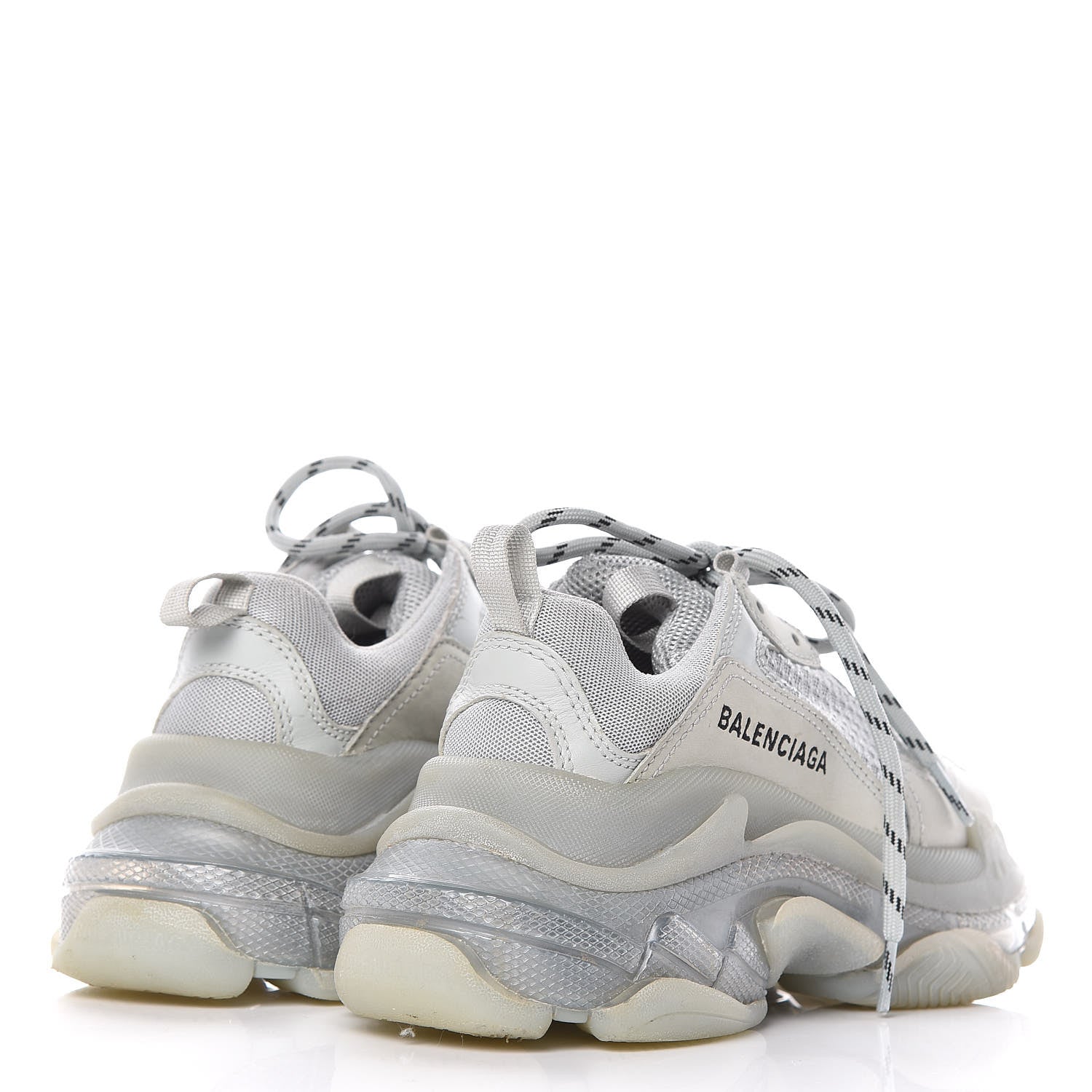 Balenciaga Fabric Mesh Clear Sole Womens Triple S Sneakers 36 Pearl Grey 4 of 8