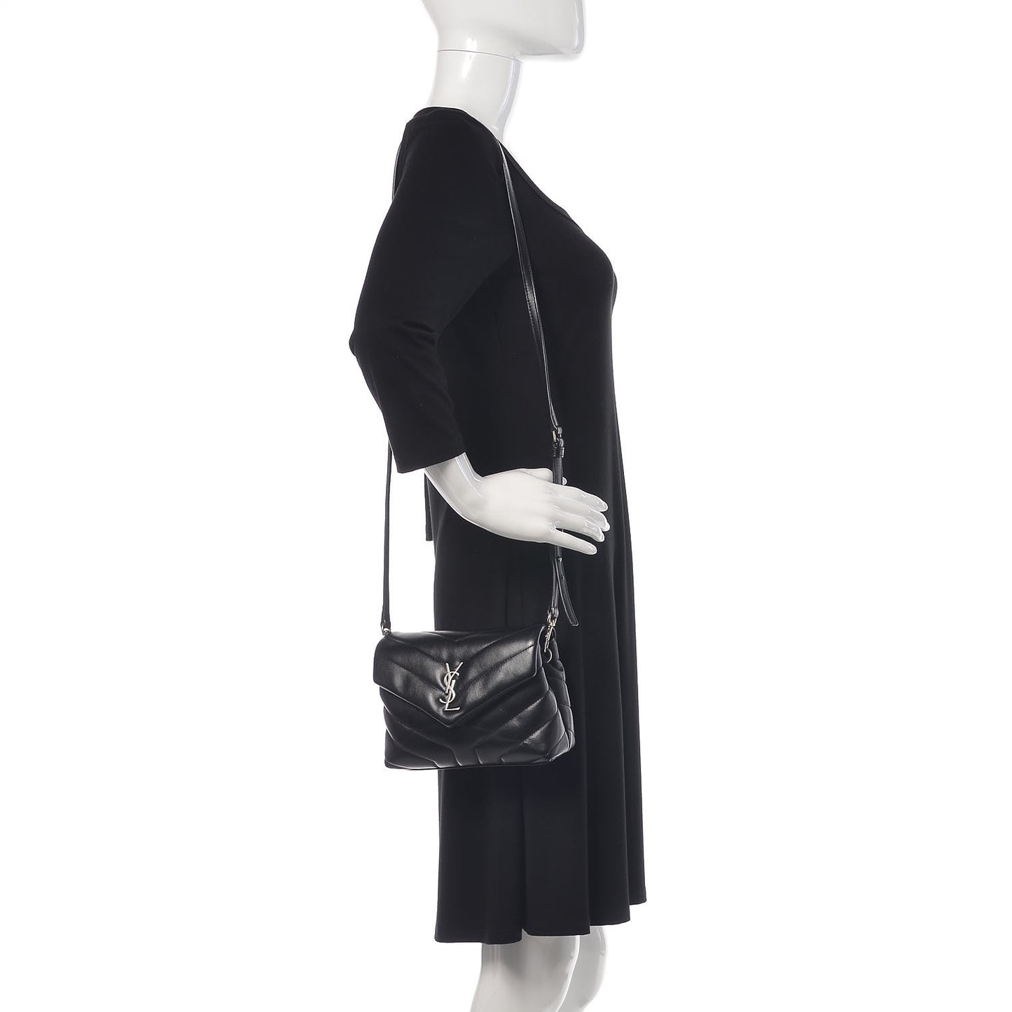 Calfskin Y Quilted Monogram Toy Loulou Crossbody Bag Black