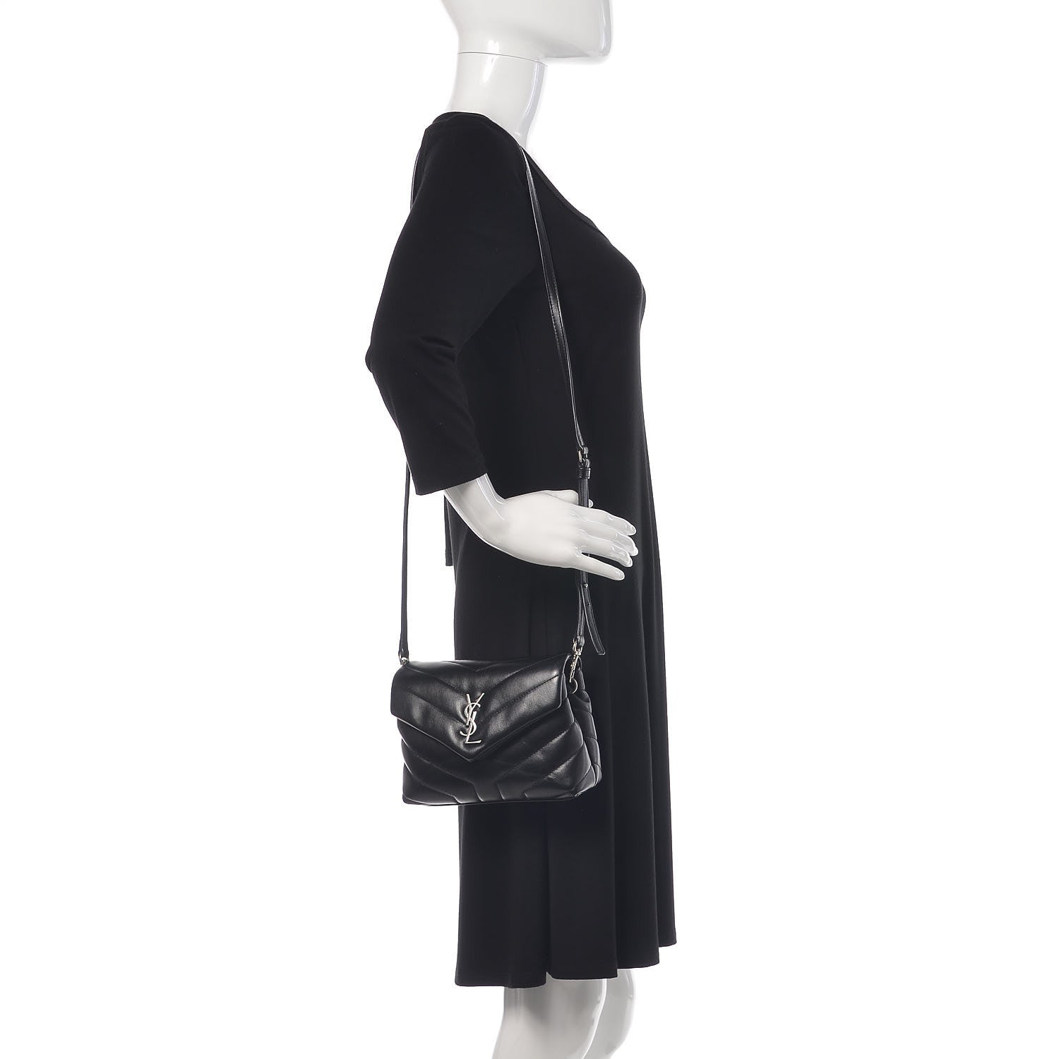 Saint Laurent Calfskin Y Quilted Monogram Toy Loulou Crossbody Bag Black 2 of 9