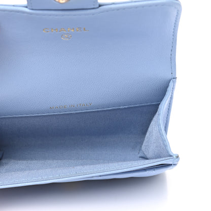 Chanel Lambskin Quilted Flap Card Holder Wallet Light Blue 5 of 8