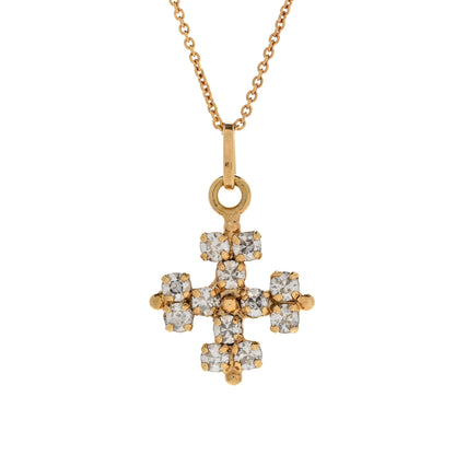 Saint Laurent Metal Crystal Cross Pendant Necklace Gold 4 of 6