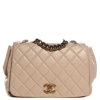 Chanel Aged Calfskin Quilted Large Pondichery Flap Beige 1 of 8