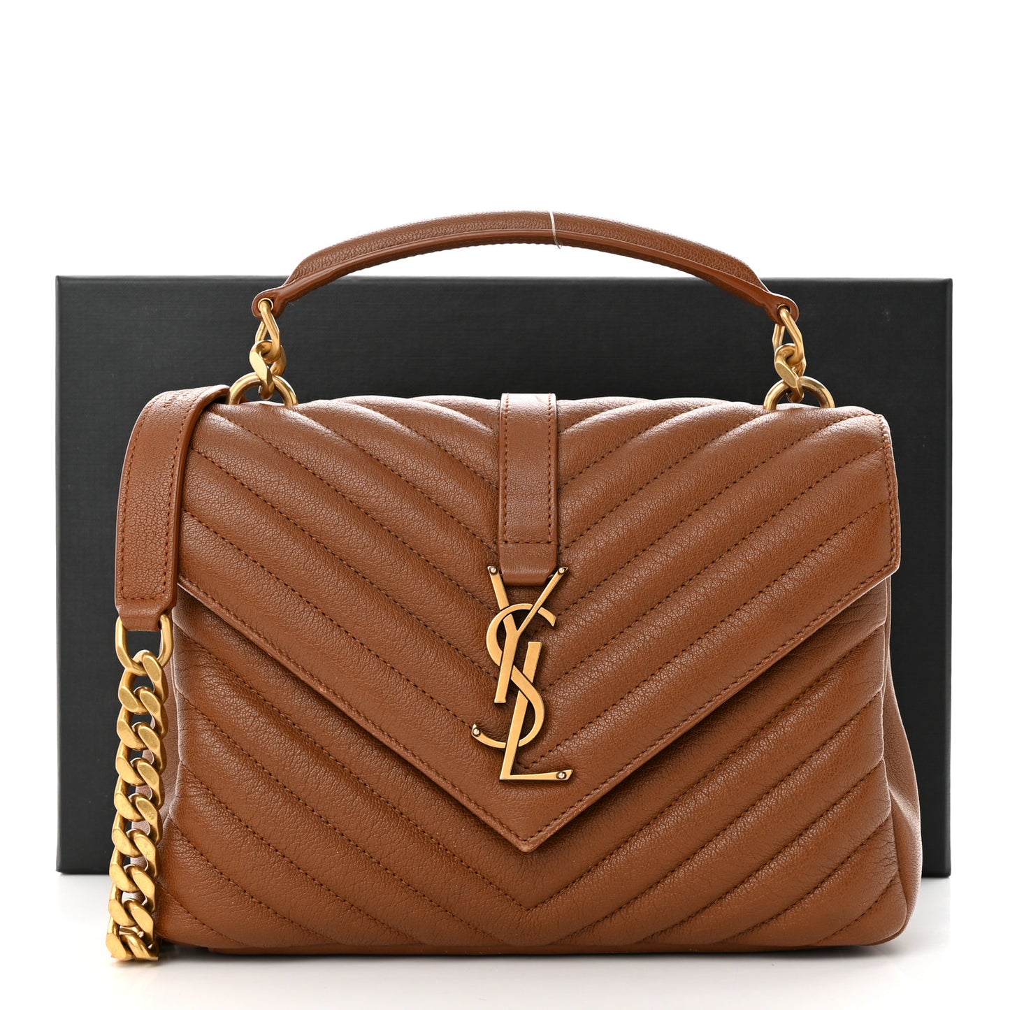 Sheepskin Matelasse Chevron Monogram Medium College Bag Brick