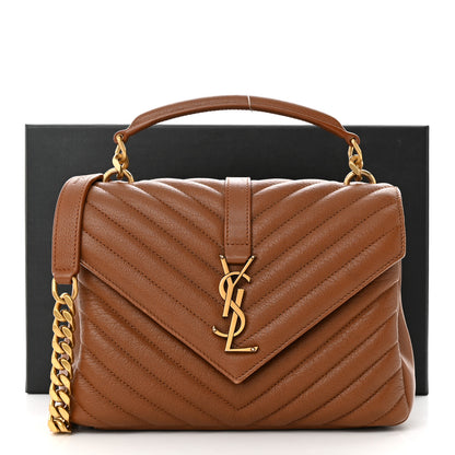 Saint Laurent Sheepskin Matelasse Chevron Monogram Medium College Bag Brick 14 of 14