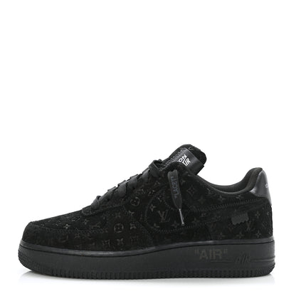 Louis Vuitton X NIKE AIR FORCE 1 Suede Calfskin Monogram Mens Low Top Sneakers 7 Black 1 of 10