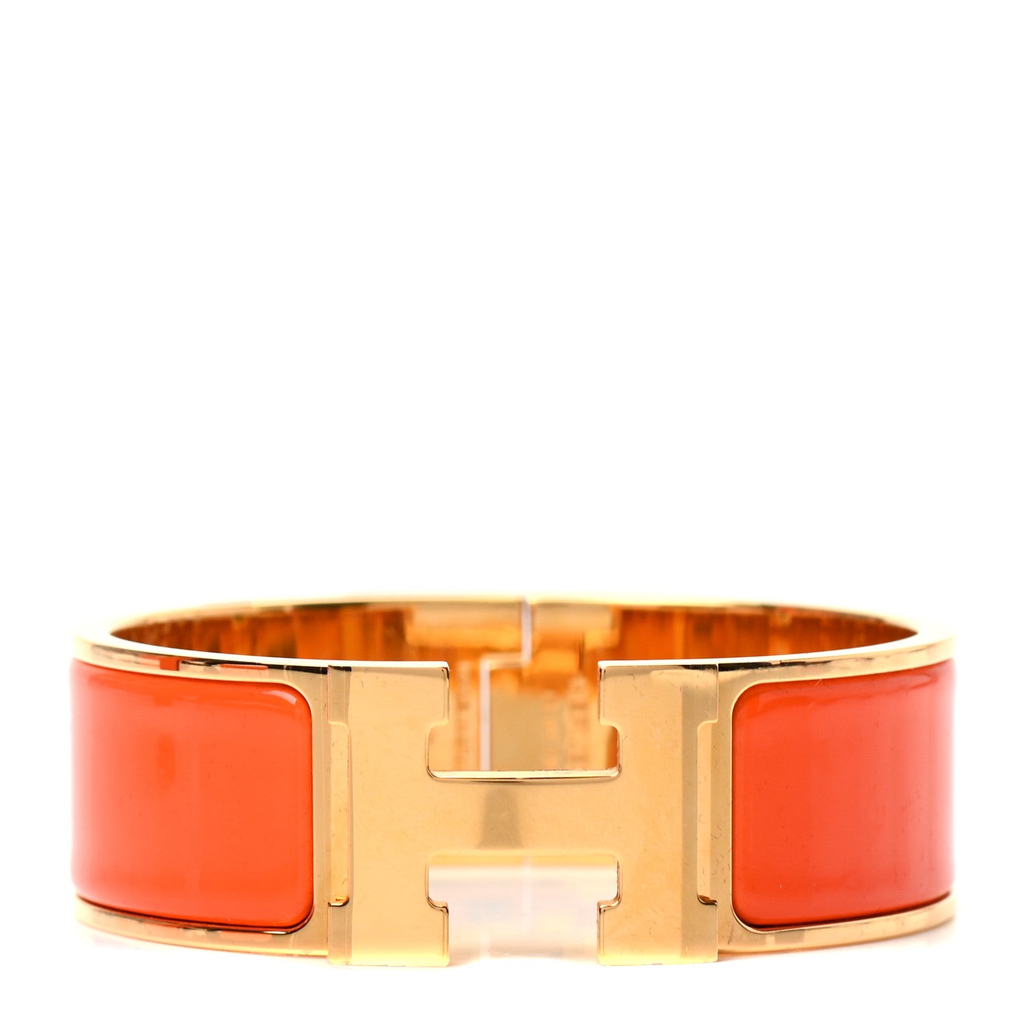 Hermes Enamel Wide Clic Clac H Bracelet PM Orange 1 of 5