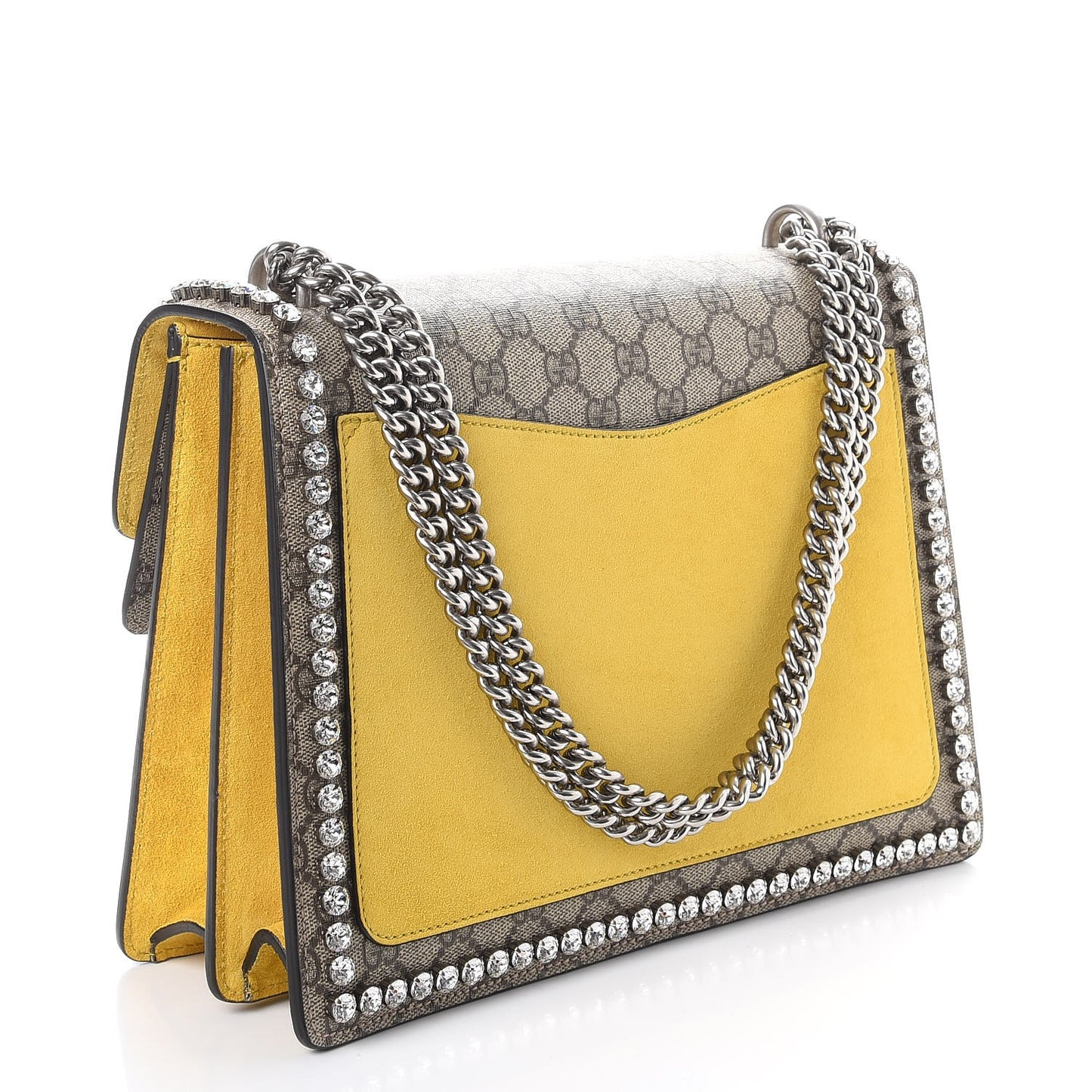GG Supreme Monogram Crystal Bow Embroidered Medium Dionysus Shoulder Bag Yellow