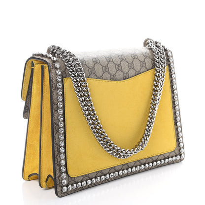 Gucci GG Supreme Monogram Crystal Bow Embroidered Medium Dionysus Shoulder Bag Yellow 3 of 8